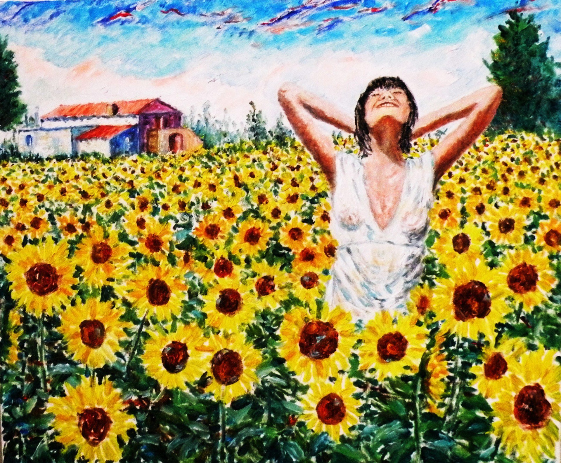 GIOIA E VOGLIA DI VIVERE - Olio su Tela 60 x 50